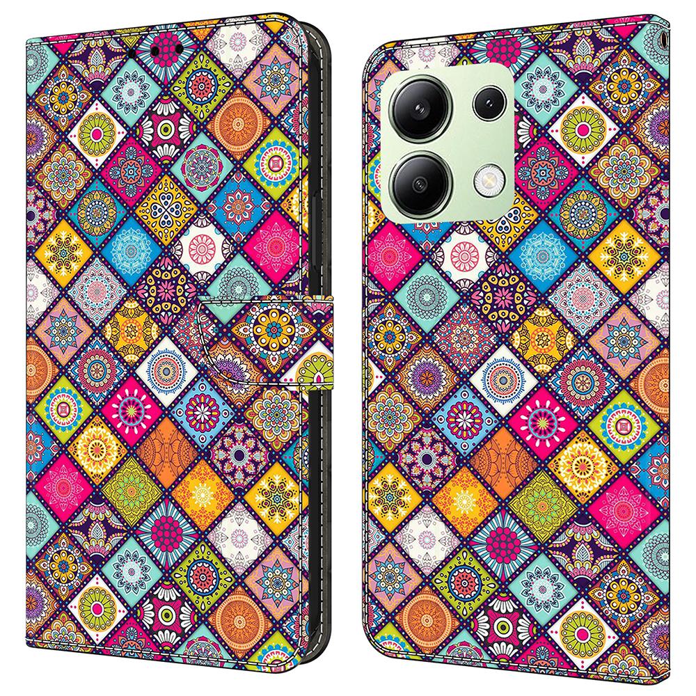 For Xiaomi Redmi Note 13 4G Case Pattern Printed Protective Cover TPU+PU Leather Flip Phone Case