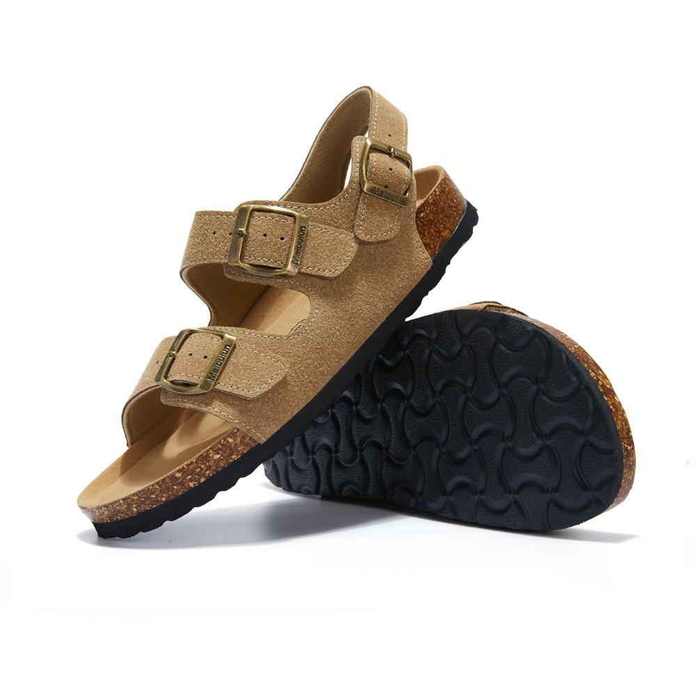 Fashion Gladiator Rear Strap Cork Sandals Women Thicken Soled Brand Couples Travel Beach Sandales Flat Shoes Buckle Belt Clogs Sandalias
