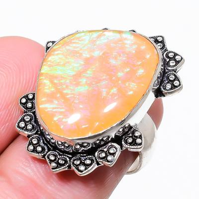 Orange Triplet Opal Gemstone 925 Sterling Silver Jewelry Ring Size 7 B2Q18