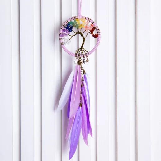 Mini 38cm Dream Catchers Hanging Car Kids Nursay Room Decoration Indian Style Feathers Pendants Bag Key Chains Wind Chimes