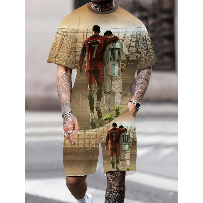 2025 Summer New 3D Printed Men's Set Short Sleeve Shorts Outdoor Clothing Comfortable, Soft, Breathable
