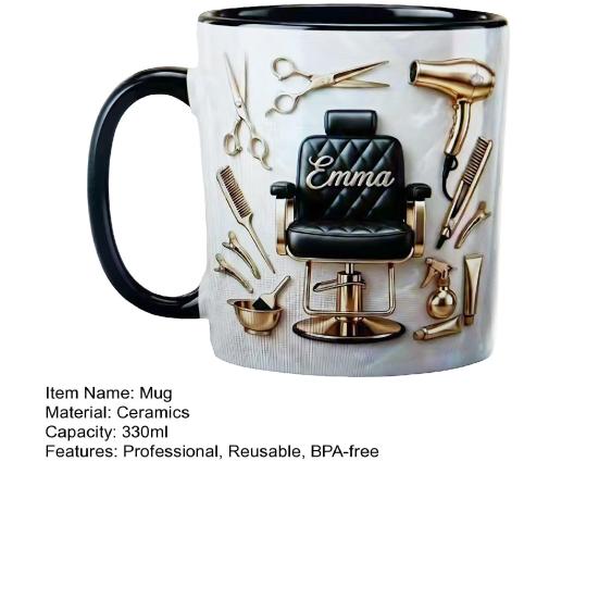 Personalisierte Friseur Tasse Keramik 330ml Friseur Kaffeetasse mit Gold