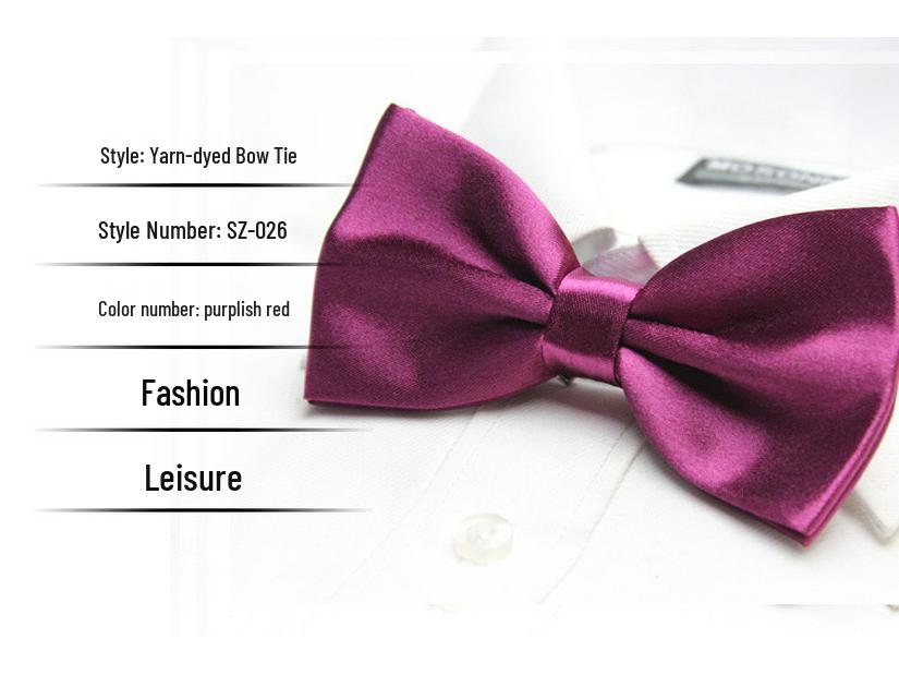 Solid Color Formal Wedding Bow Tie for Men - Customizable Logo and Multi-Color Options