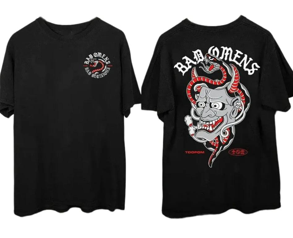 Bad Omens Band Hannya 2022 2026 A Tour Of The Concrete Jungle Tour T-shirt P398 XXL