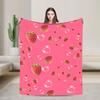 Pink Strawberry Blanket Warm Soft Funny Plush Throw Blanket For Couch Bed Decorative Flannel Bedspread Bed Cover
