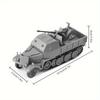 1:Miniatur-Halbkettenfahrzeug im Maßstab 1:72, Modellspielzeug, FLAK37 aus dem Zweiten Weltkrieg, 4D-Montagefahrzeug, DIY-Kit