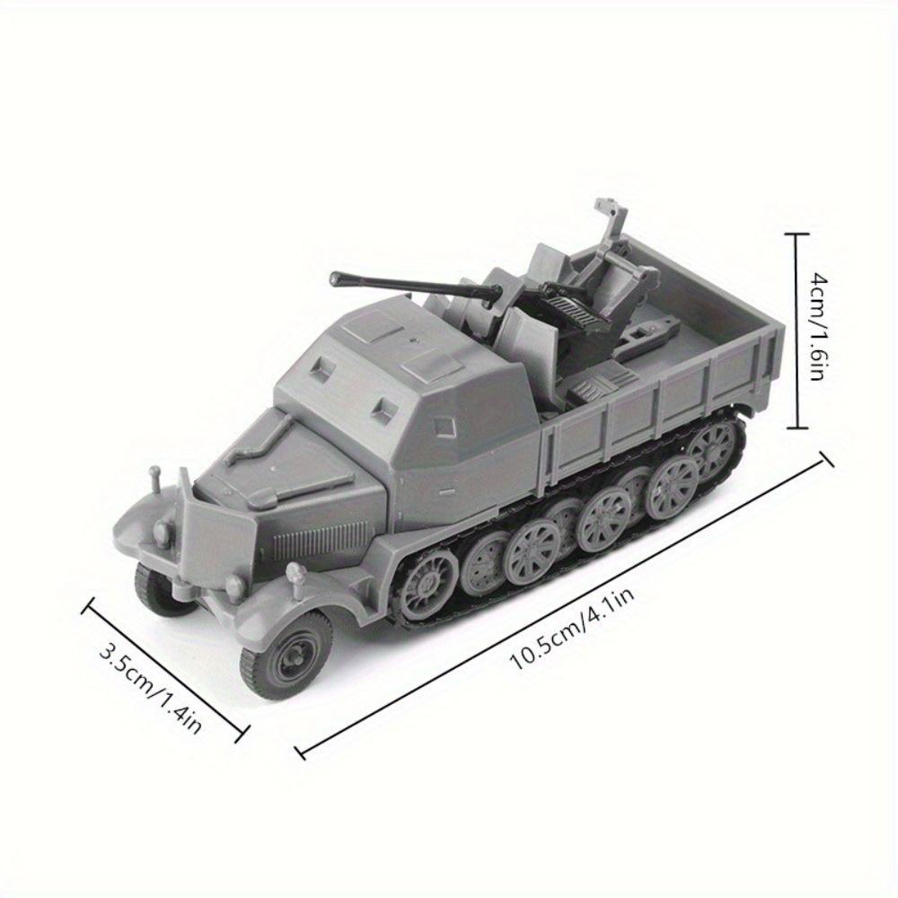 1:Miniatur-Halbkettenfahrzeug im Maßstab 1:72, Modellspielzeug, FLAK37 aus dem Zweiten Weltkrieg, 4D-Montagefahrzeug, DIY-Kit