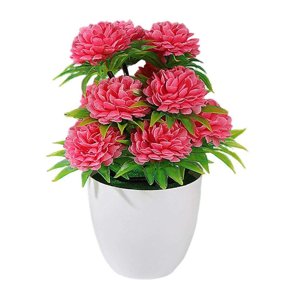 

12Heads Artificial Flower Bonsai Multicolor Globe Chrysanthemum Green Grass Potted Green Grass Waterproof розы красного