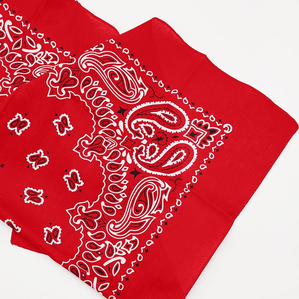 Trifong Bandana Red Paisley Men's Handkerchief 100% Cotton Adult Bandana Cashew Pattern Stylish 55cm x 55cm Red