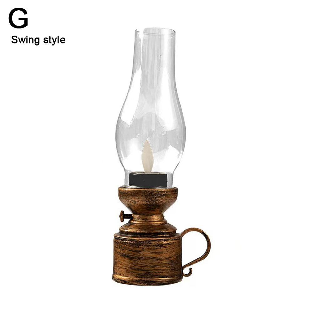 

Vintage Decor Retro Candle Holder Candle Stick Lamp with Button Battery Table Light Oil Lamp