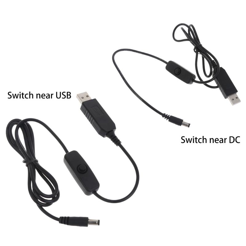 USB Power Boost Line 5V To 12V 5.5x2.1mm Cable with ON OFF Switch for Routers Speaker LED Strip Fan