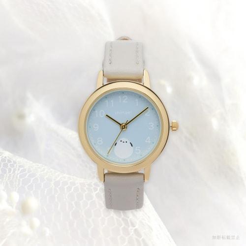 Fieldwork Women's Analog Watch with Leather Strap, Animal Watch, Long-tailed Tit, Fuwamaru Design, Gray, JN035-2