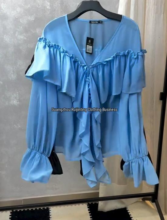 Long-Sleeve V-Neck Beach Cover-Up Top