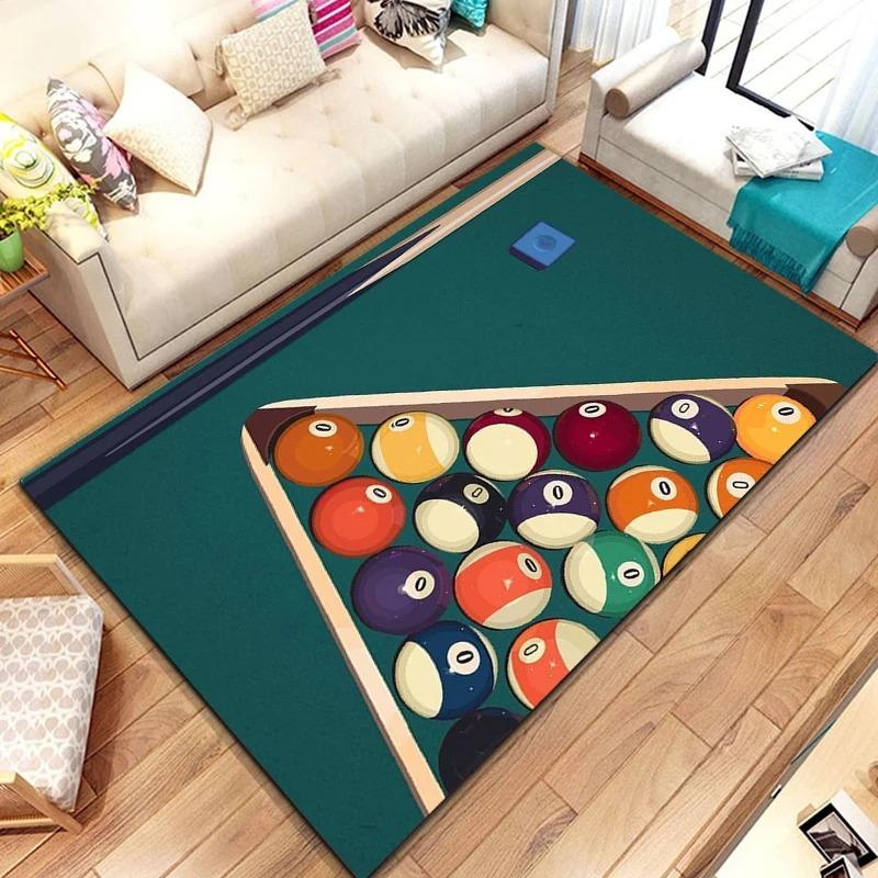 3D Colorful Snooker Billiard Carpet Ball Sports Carpets for Living Room Bedroom Decor Floor Rug Bathroom Area Non-Slip Door Mat