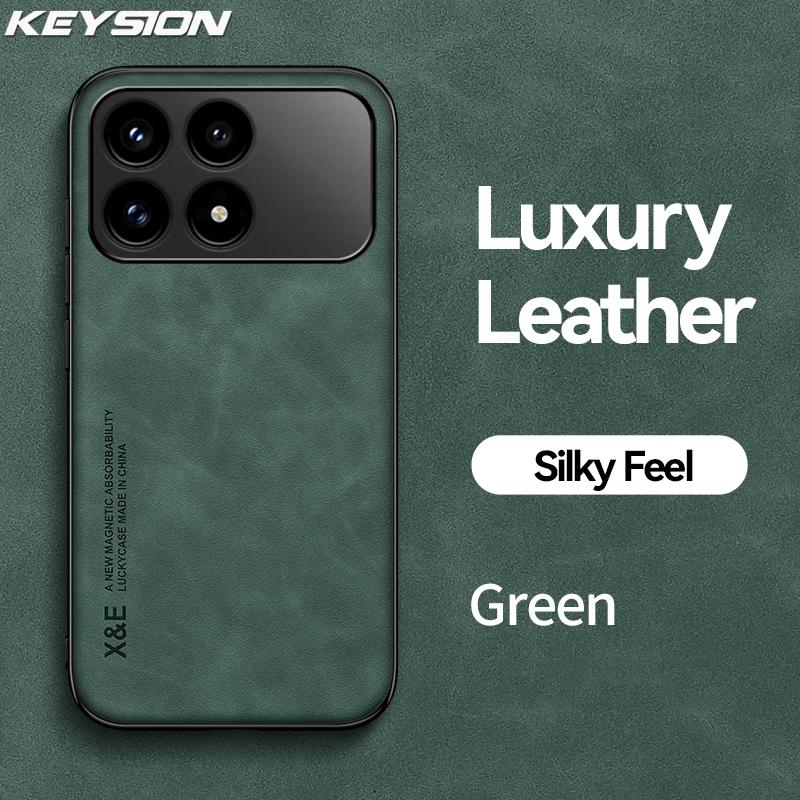KEYSION Luxury Retro PU Leather Phone Case for Xiaomi POCO F8 Pro Soft Silicone+PC Shockproof Phone Back Cover for POCO F8 Ultra