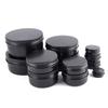 10/30/50/60/80/150/250ml Caixa Redonda de Alumínio Preta Vazia Latas Metálicas Potes Reabastecíveis para Creme Cosmético DIY Pote de Alumínio para Chá