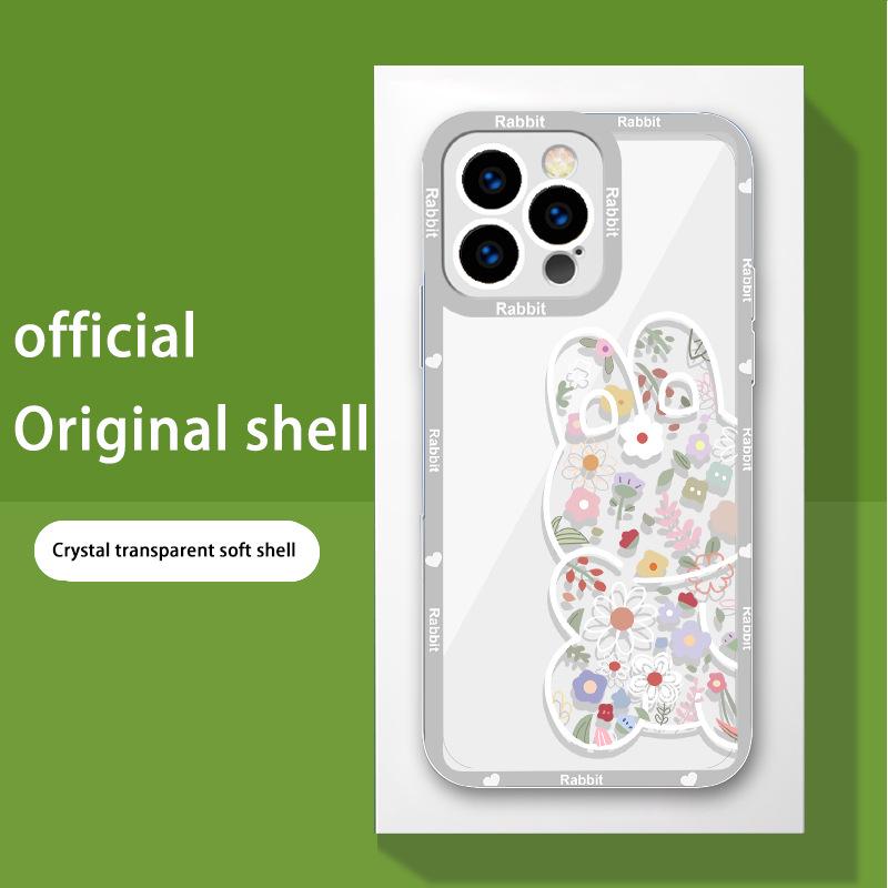 Átlátszó, teljes körű iPhone tok Apple 13 Mini, 11, 12, XS, MAX, 7, 15 készülékekhez Virág, Medve, Nyuszi dizájnnal.
