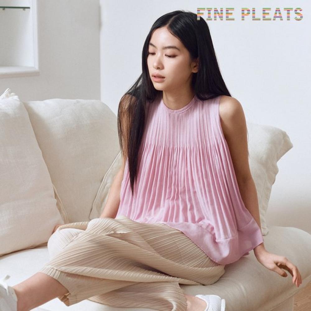 Fine Pleats Back Ribbon Flare Blouse Pink FREE