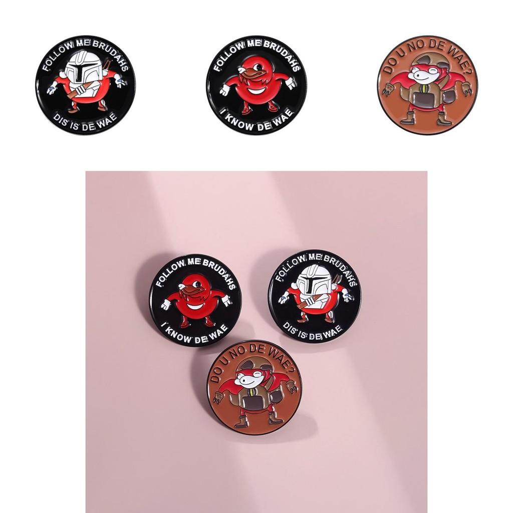 Adorable Cartoon Character Metal Badge Nostalgic Classic Game Geometric Round Brooch