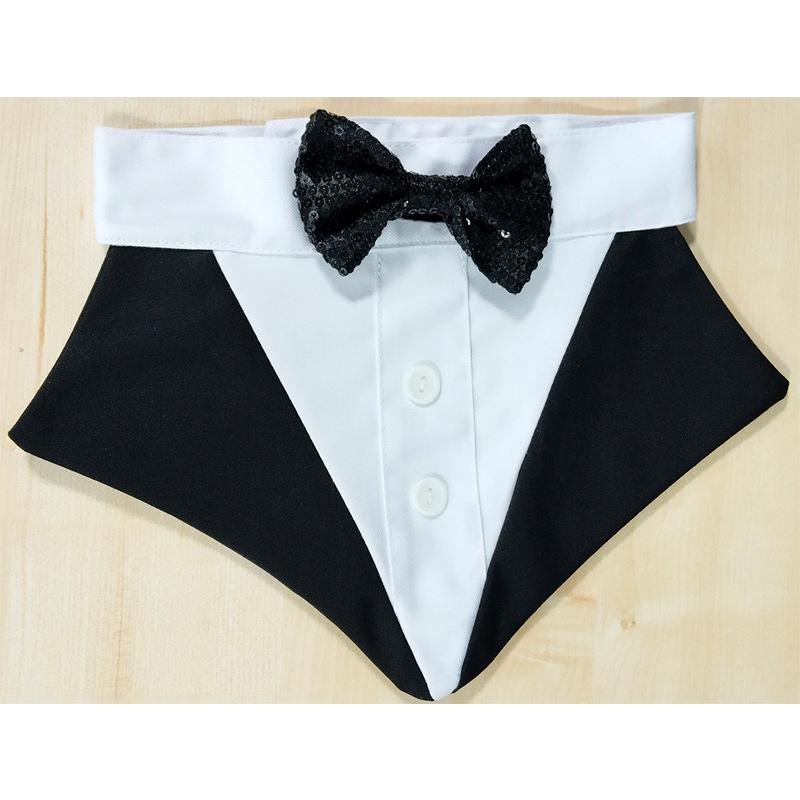 

Small Dog Wedding Suit with Gold Collar, Chest & Back Two-Piece Set for Bichon Frise Large