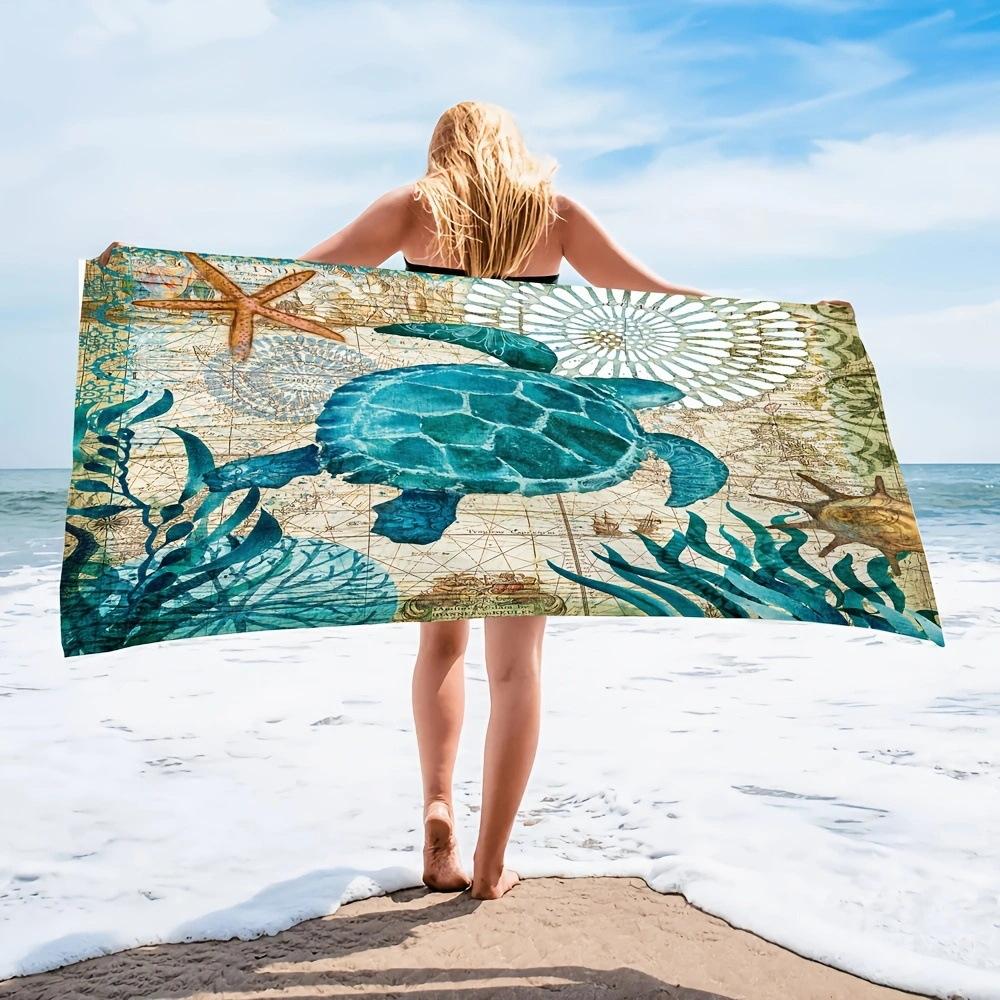 Exotischer Blumendruck Weiches Mikrofaser-Badetuch Groß Wasserabsorbierend Für Strand und Surfen