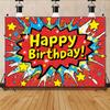 2D plane explosion birthday scene background fabric suitable for party decoration home decoration polyester fiber