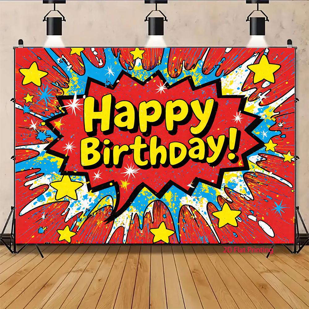 2D plane explosion birthday scene background fabric suitable for party decoration home decoration polyester fiber