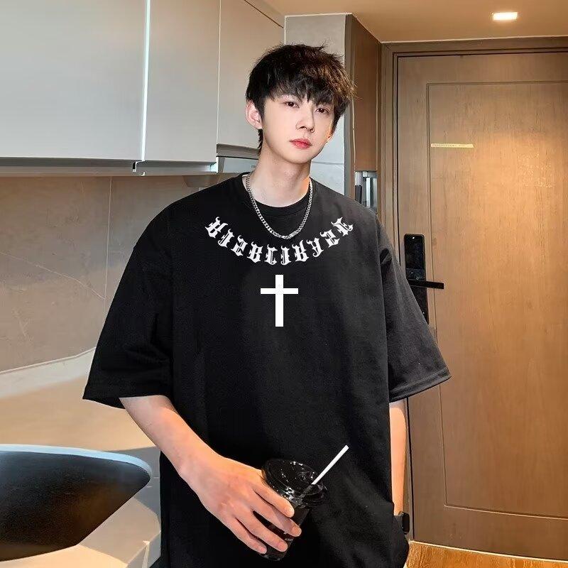New Short Sleeved T-Shirt For Men In Summer, Korean Style Trend, Simple Half Sleeved Top, Hong Kong Style Loose Casual Brand T-Shirt