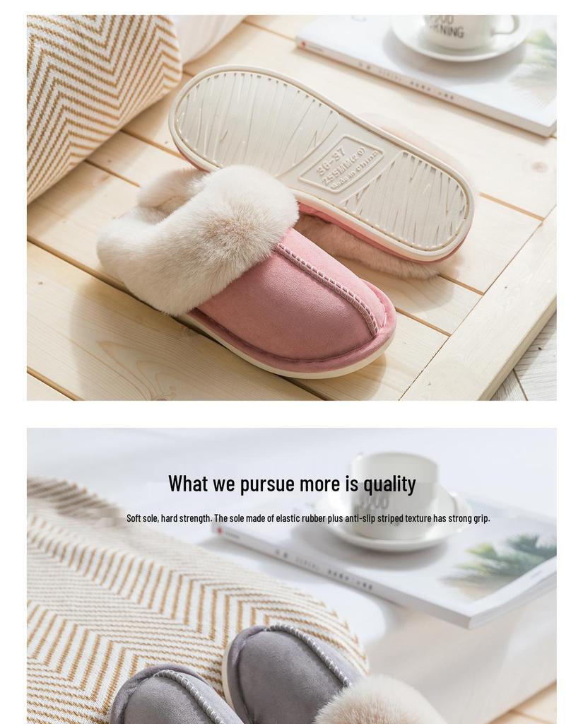 2023 Suede Cotton Slippers: Warm, Thick Wool for Men & Women, Ideal for Autumn & Winter