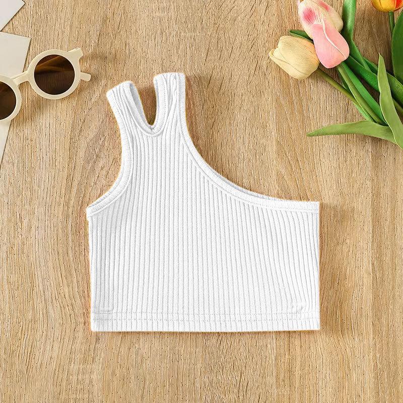 Children's Sweet Vest Summer Girls Oblique Shoulder Irregular Halter Top