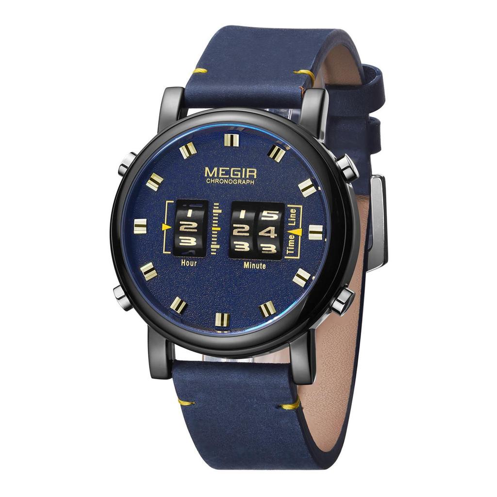 Fashion Megir New Watches Mens With Leather Strap Top Brand Luxury Sports Quartz Watch Men Relogio Masculino Wristwatches