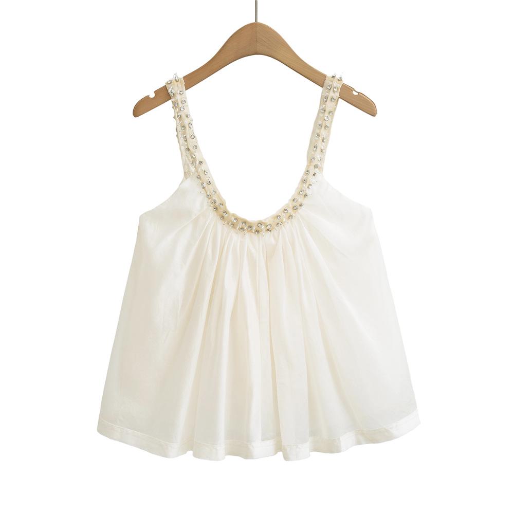 

Spring 2025 Women s Beaded Fluffy Suspender Top Medium