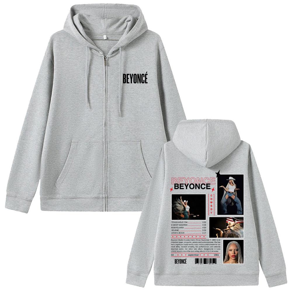 Hanorac cu fermoar Beyonce Cowboy Carter Bărbați Femei Modă Streetwear supradimensionat Masculin Hanorac Vintage
