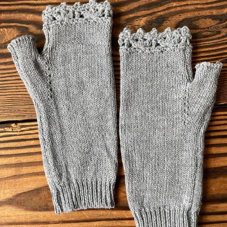 Fingerless Warm Gloves Knitted Mittens Stretchy Cartoon Embroidery Flower Mitten