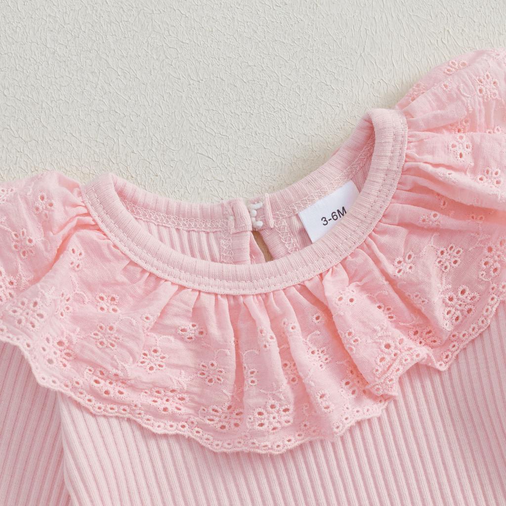 Dívčí holčičí 2dílné outfity Volánkové Dlouhé Rukávy Džíny a roztrhané džínové kalhoty Podzimní oblečení pro batolata