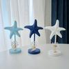 Nautical Themed Starfish Table Decor Coastal Beach Wooden Starfish Figurine Vintage Ocean Block Sign with Wood Base for Living Room Bedroom