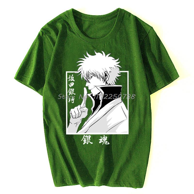 Gintama Sakata Gintoki Cool Men Summer Casual T-shirt Anime Cotton T-shirt Hip Hop Tshirt Tees Oversized Harajuku Streetwear