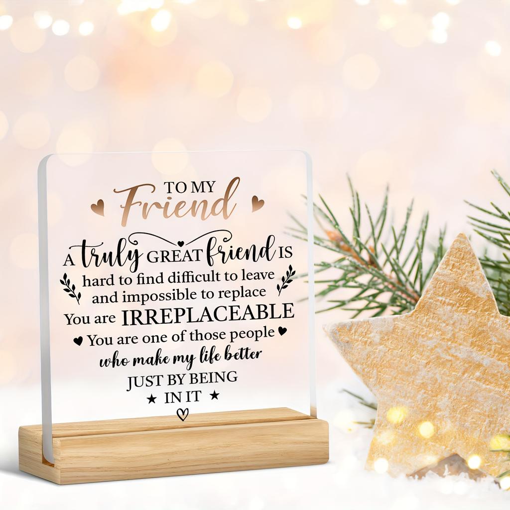 1PC Friends Appreciated Acrylic Tabletop Ornament - Multipurpose Living Room and Office Ornaments Transparent Friendship Plaques, Ornaments