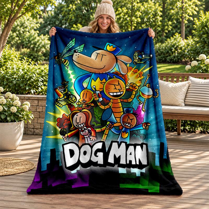 Dog Man blanket Flannel Blanket Soft Cozy Plush Throw for Sofa Bed Lightweight Home Decoration Gifts for Christmas various holidays