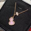Champagne Gold Agate Edged Diamond Gourd Necklace Retro Non-fading Collarbone Chain