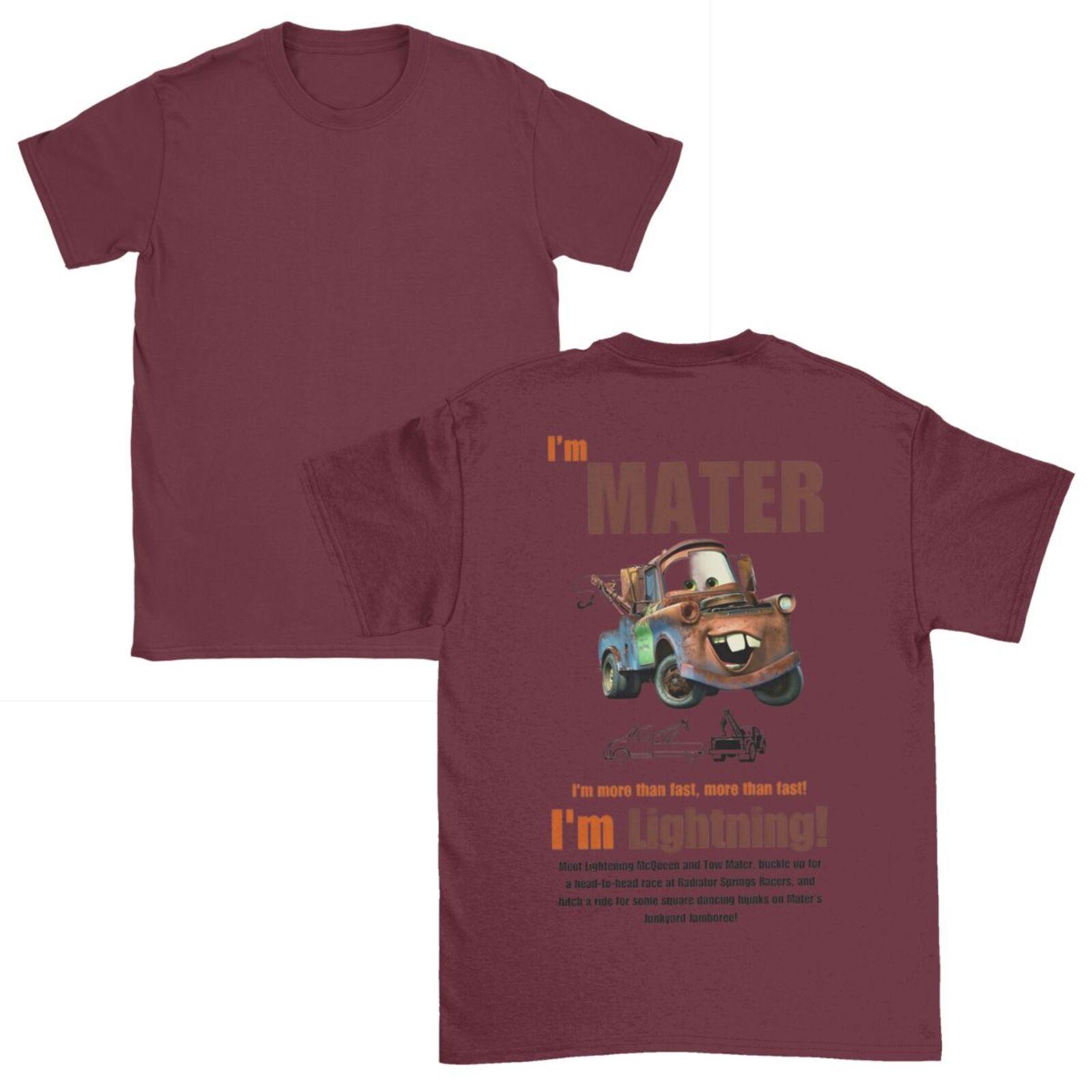 

Men s T-Shirts Lightning Mcqueen Cars Mater Funny 100% Cotton Tees Short Sleeve T Shirts Round Collar Tops Summer L
