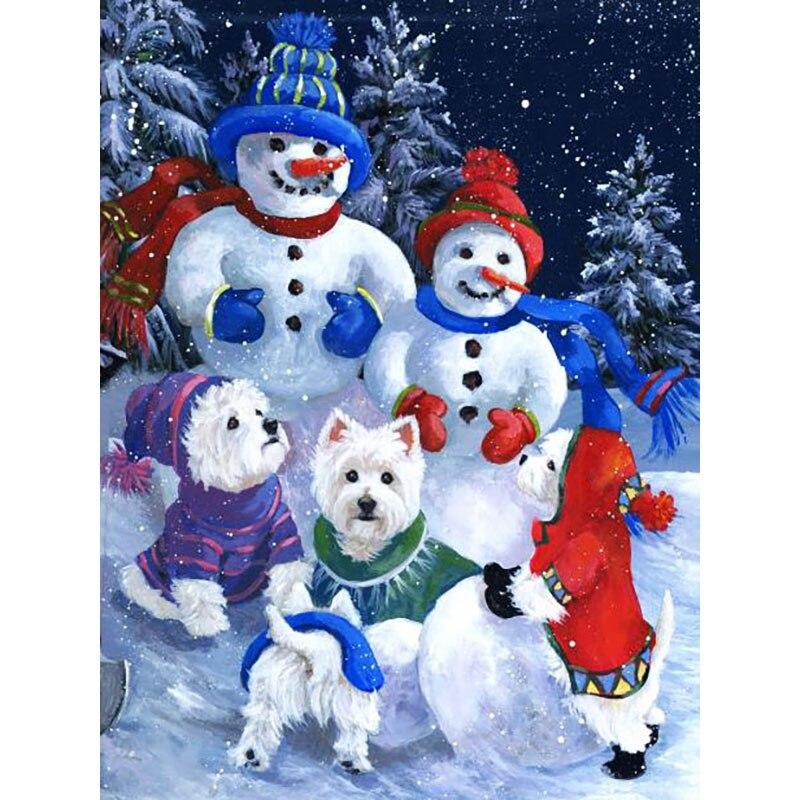 5D Diamond Painting Cartoon Snowman Diamond Embroidery Snow Scene Cross Stitch Full Round Drill Home Decor Christmas Gift