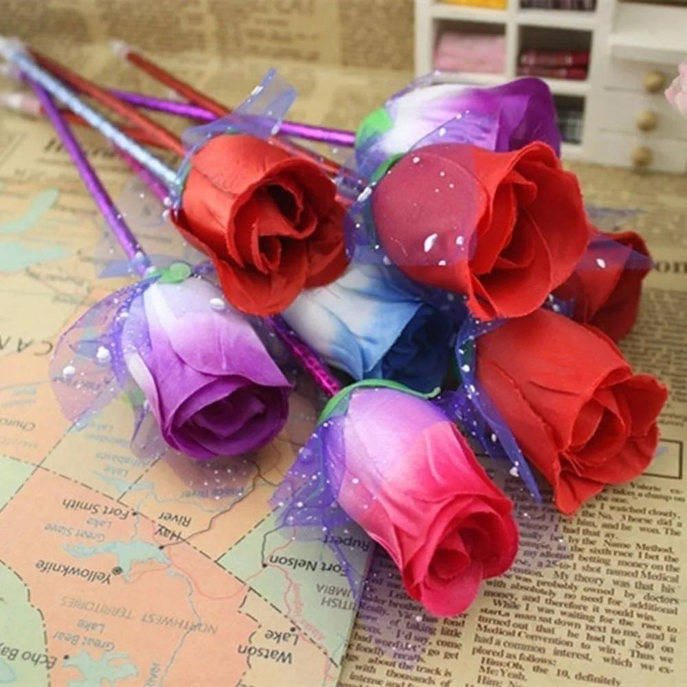 2Pcs New Artificial Rose Rose Ballpoint Pen, Valentine Gift Rose Ballpoint Pen