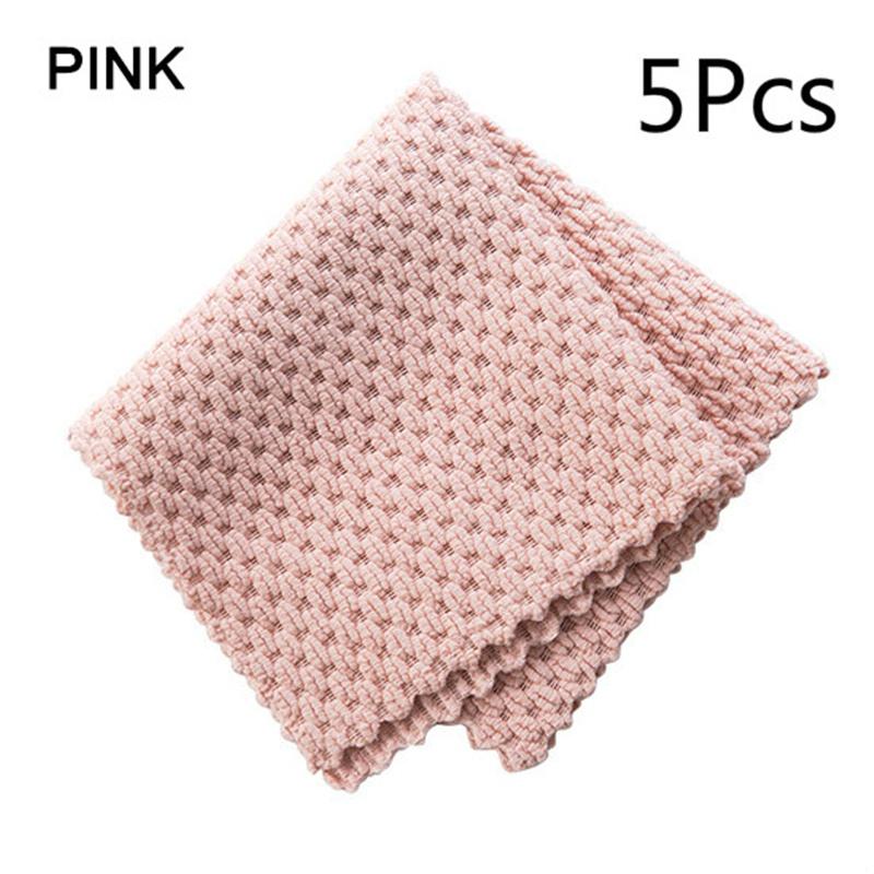 5Pcs Anti-grease Wiping Rags Efficient Super Absorbent Microfiber Cleaning Cloth Home Washing Dish Kitchen Cleaning Towel