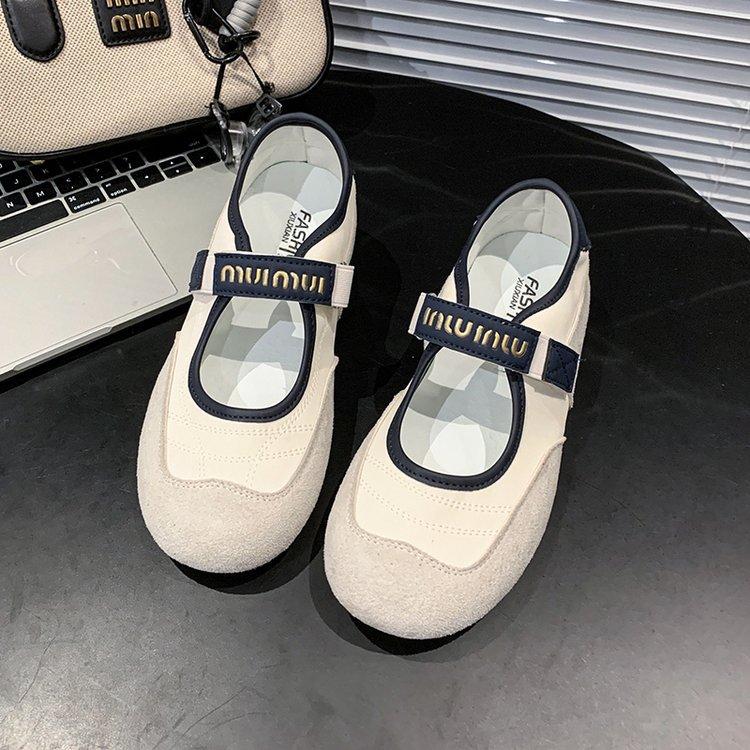 Retro ballet style Dexun shoes women's 2025 summer new sports board shoes flat bottom shallow mouth Mary Jane single shoes lazy