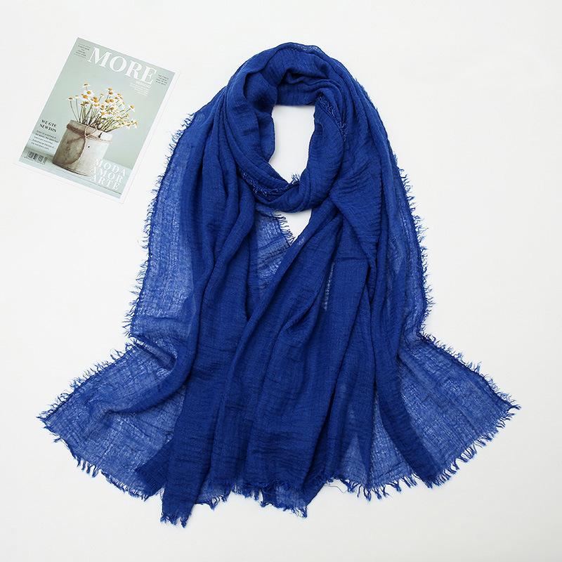 Hot-selling New Simple Solid Color Wrinkled Cotton and Linen Scarf, Soft and Skin-friendly In Winter, Warm Scarf Women