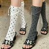 Thin Strap Knee Socks Stockings Knitted Leg Warmers Thin Mesh Stockings  Autumn And Winter