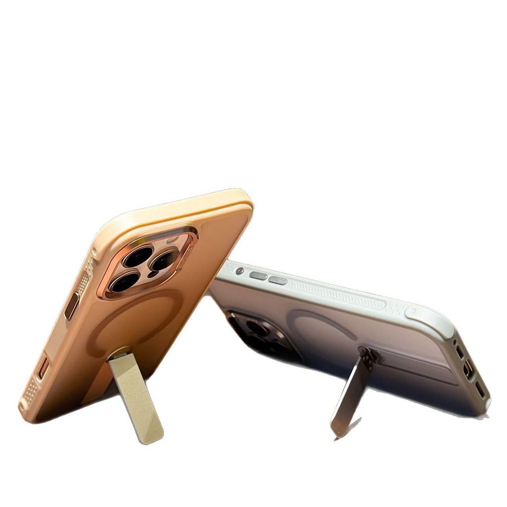 The new skin-sensitive magnetic suction bracket mobile phone case is suitable for Apple 16Promax hidden bracket with magnetic attraction 13/14.