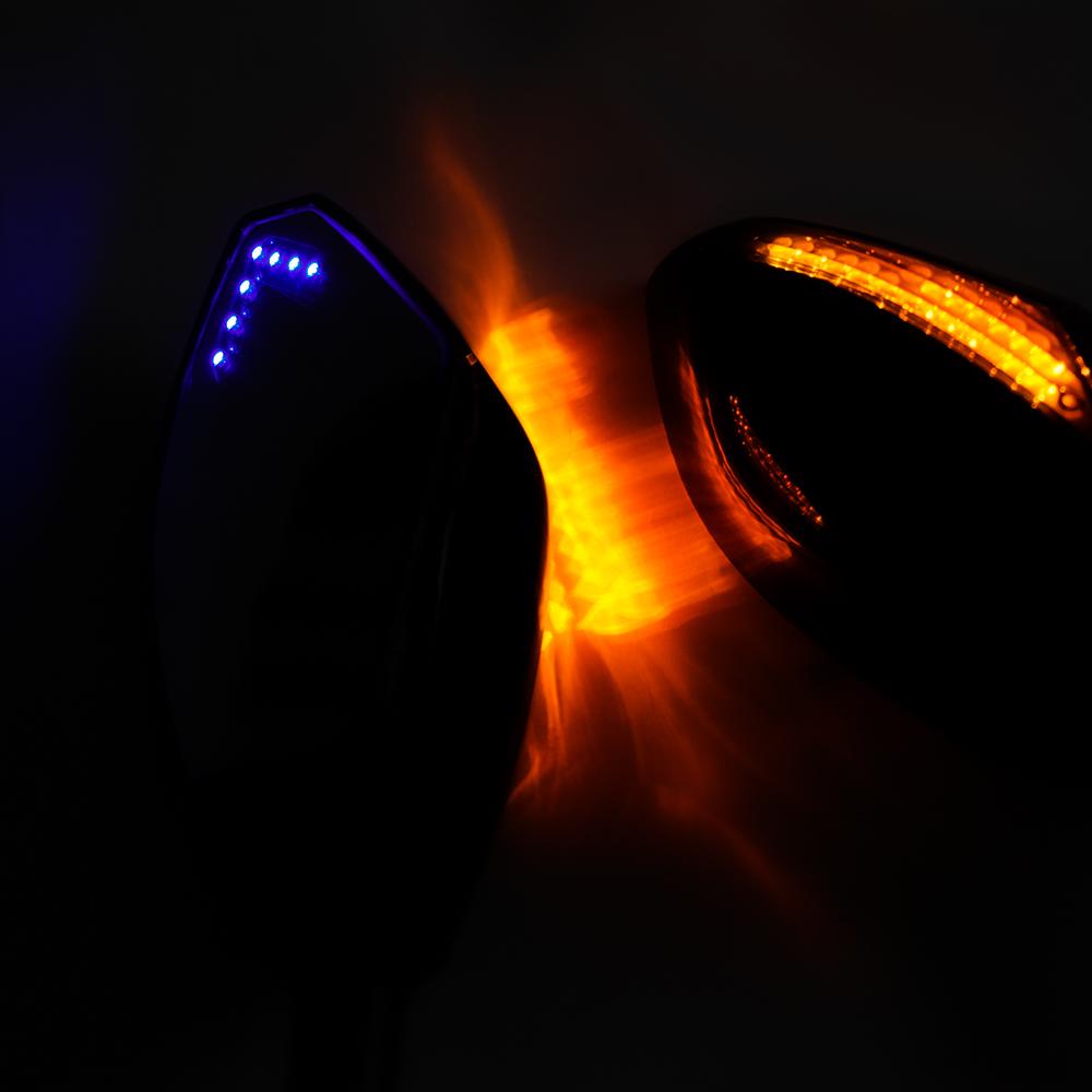 2 X LED Turn Lights Side Mirrors with LED Turn Signal Indicator 10mm Motorcycle Rearview Mirror For Honda Suzuki