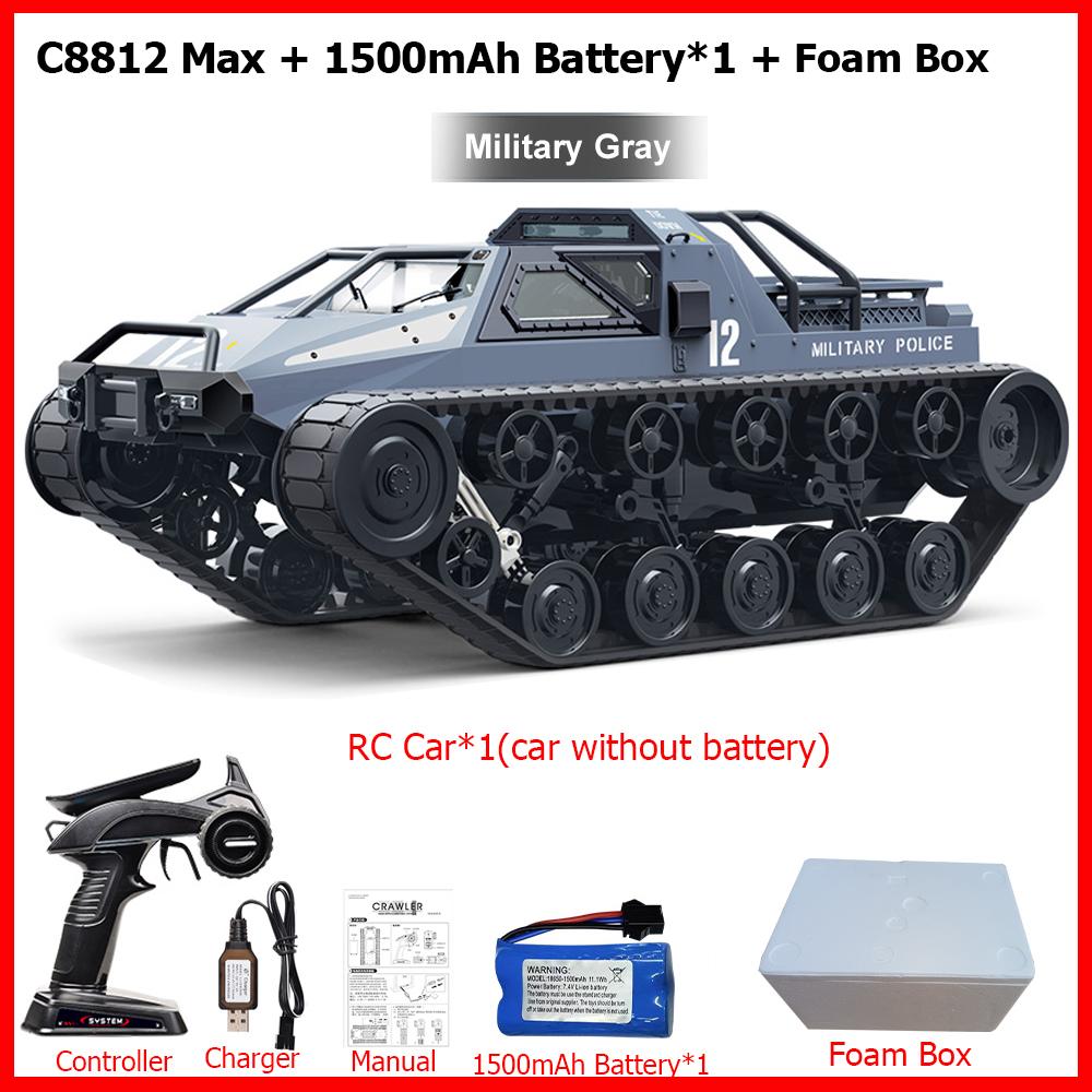 New Upgrade C8812 MAX / C8812 RC Car Full Scale Tracked Tank Simulation LED Light Drift Remote Control Off-Road Vehicle for Kids